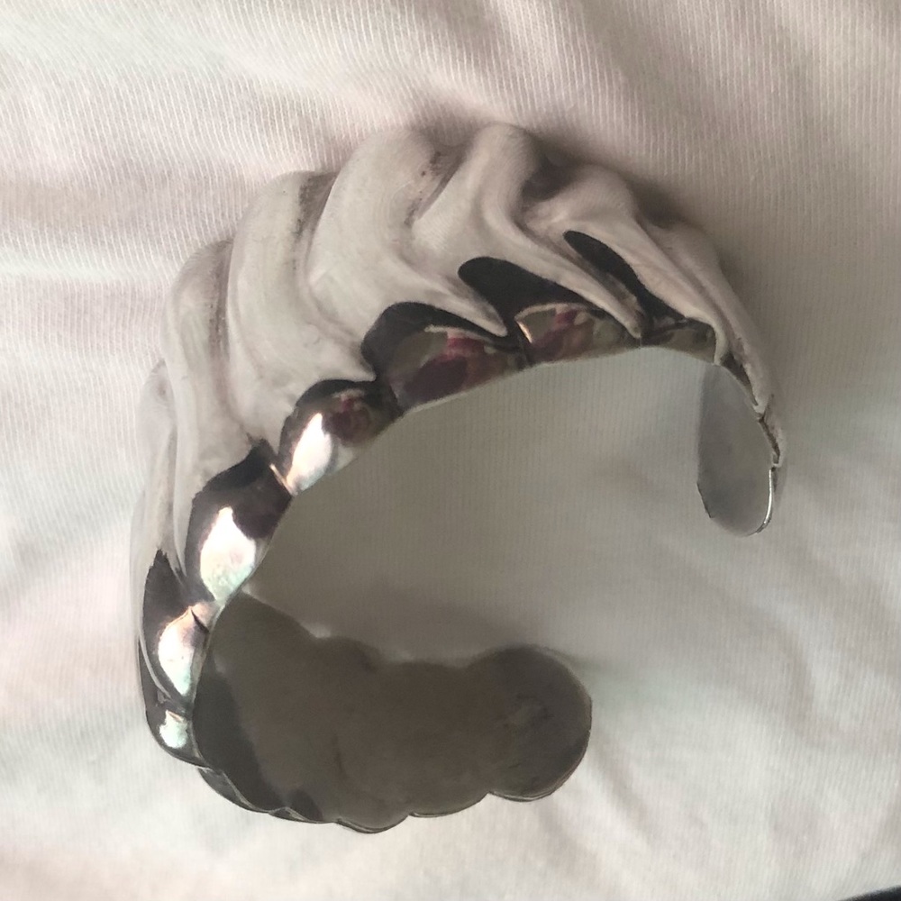 Taxco Mexico 925 Sterling Silver Vintage Ribbed Cuff Bracelet